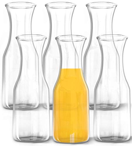 34 oz Glass Carafe - 6 Pack - Drink Pitcher and Elegant Wine Decanter, Comfortable Grip with Narrow Neck Design, Wide Opening for Easy Pouring - Great for Parties and Events, 1 Liter – Kitchen Lux - Thumbnail 2