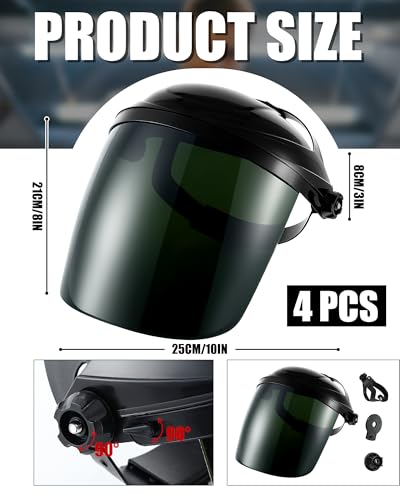 Image of Tellegloww 4 Pack Welding Face Shield, Safety Mask for Grinding
