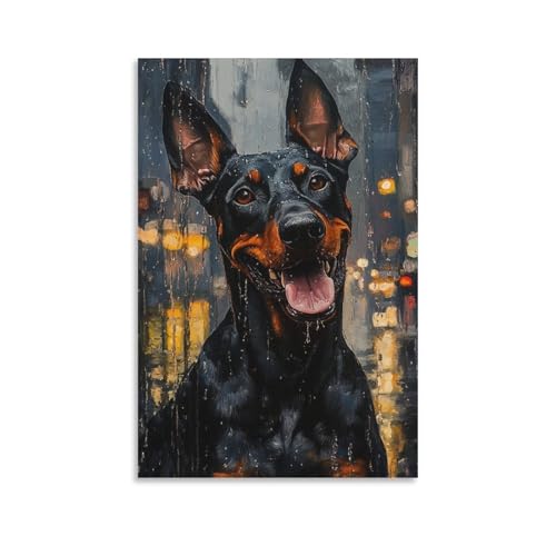 Decoration murale Doberman 50x75cm tableau impression sur toile salon