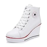 Mujer Cuñas Zapatos 35-43 EU De Lona High-Top Tacón 7 CM Z