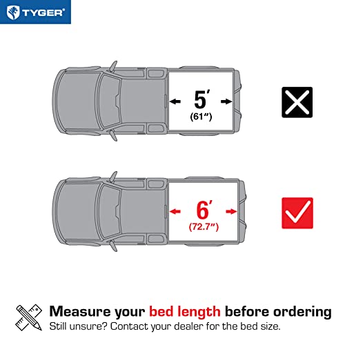 Image of Tyger Auto T3 Soft Tri-fold Truck Bed Tonneau Cover Compatible with 2019-2023 Ford Ranger | 6' (73 inch) Bed | TG-BC3F8932