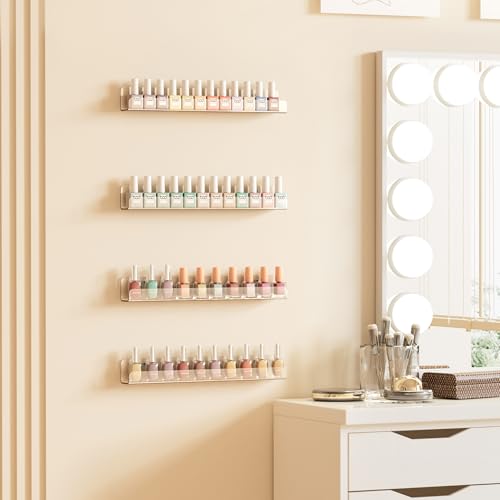 Image of upsimples 10 Pcs 12 inch Clear Acrylic Shelves, Small Shelf for Wall Display | Narrow Floating Shelves for Nail Polish, Vinyl Wall Mount, Record Holder, Magazine Rack, Comic Display, Picture Ledge Shelf