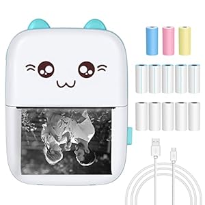 Gobesty Mini-printer, fotoprinter, bluetooth-thermoprinter, zakprinter met 13 rollen thermisch papier, draagbare mobiele…