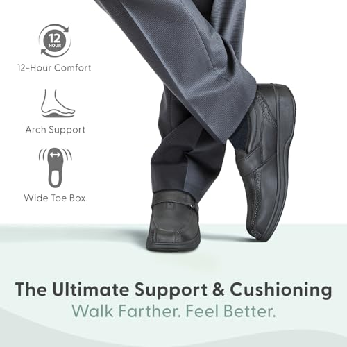 Orthofeet Men's Orthopedic Black Leather Lincoln Center Dress Shoes2
