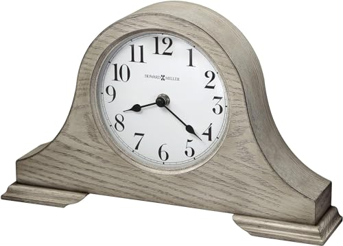 Howard Miller Nampa Mantel Clock II 549-751 – Warm Gray Finish, Crisp White Dial, Convex Glass Crystal, Tambour Style, Vintage Home Décor, Quartz Movement