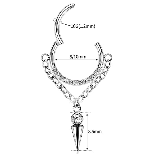 PEAKLINK Dangle Nose Ring Septum Piercing Jewelry 16G Septum Rings Surgical Steel Seamless Clicker Ring Dangly Nose Hoop Ring Daith Earrings Helix Rook Tragus Conch Jewelry Conch Earring2