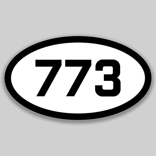 773 Area Code Sticker Illinois City Pride Love | 5-Inches by 3-Inches | Premium Quality Vinyl UV Resistant Laminate PD2141