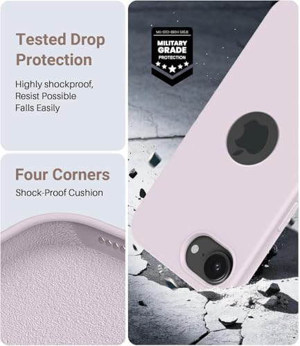 Image of Elzzi Microfiber Logo Cover Compatible for iPhone 16e Case Liquid Silicone Cases Full Body 4 Layer Protective Covers Shockproof Back Cover (Light Lilac)