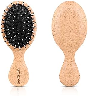 Hair Brush Mini Boar Bristle Hairbrush Pocket Travel Small Paddle Hair Brush for Men Women Kids for Thick Curly Thin Long Short Wet or Dry Hair Detangle Massage Add Shine