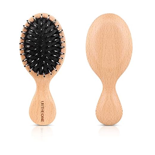 Hair Brush Mini Boar Bristle Hairbrush for Thick Curly Thin Long Short Wet or Dry Hair Detangle Massage Add Shine, Pocket Travel Small Paddle Hair Brush for Men Women Kids