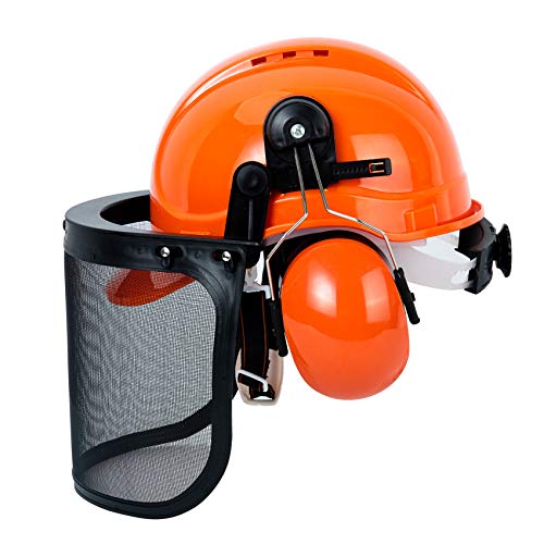 TODOCOPE Chainsaw Safety Helmet with Face Shield and Ear Muffs,Chainsaw Helmet,Safety Helmet,Mesh Face Shield