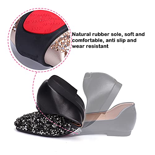Qxcgdyxt Flats Shoes Women Rhinestone Square Fashion Ballet Flats Wedding Flats For Women Comfortable Slip On Low Heel Dress Shoes Black Size - 8.5 #TOP5