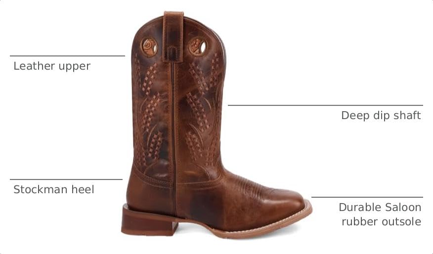 Laredo Womens Dream Weaver Embroidered Square Toe Pull On Casual Boots Low Heel 1-2" - Brown - Size 8 W - image 3