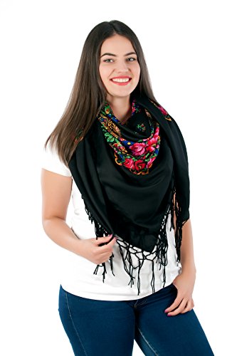 Große Stilvolles Schal-Tuch mit schönem,slawische Folklore Muster Winter 2016 Schwarz Große Stilvolles Schal-Tuch mit schönem,slawische Folklore Muster Winter 2016 Schwarz