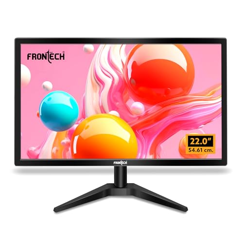 Image of FRONTECH 22 Inch HD LED Monitor | Refresh Rate 60 Hz, 1680 X 1050 Pixels | Wall Mountable Slim & Stylish Design with 16.7M Colors| HDMI & VGA Ports, Built-in Dual 2W Speakers (MON-0058,Black)