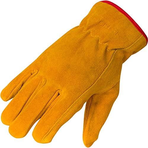 Suede Leather Work Gloves for Kids - Smooth Feel, Soft, Comfortable, Flexible, Durable For Boys & Girls (Large (ages 9-11))
