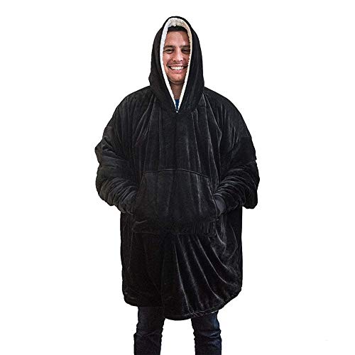 YLOVOW Sudadera con Capucha de Gran tamaño Sudadera con Capucha, súper Suave, cálida y cómoda con Capucha Gigante y Bolsillo Delantero Grande, para Adultos, Hombres, Mujeres, Adolescentes,Black
