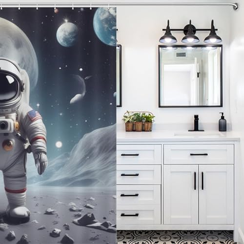 Astronaute rideau douche imperméable en polyester de 183x183 cm pour baignoire