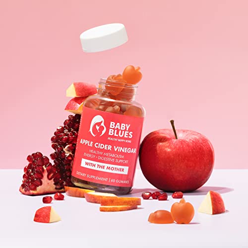 Baby Blues Apple Cider Vinegar Gummies - Vegan, Non-Gmo & Gluten-Free, Postpartum Dietary Supplement With Both Vitamin B-6 & B12, 60 Pieces Per Bottle #TOP1