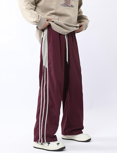 ZAFUL Men's Parachute Joggers Pants Striped Baggy Sweatpants Y2k Elastic Waist Track Pants Streetwear3