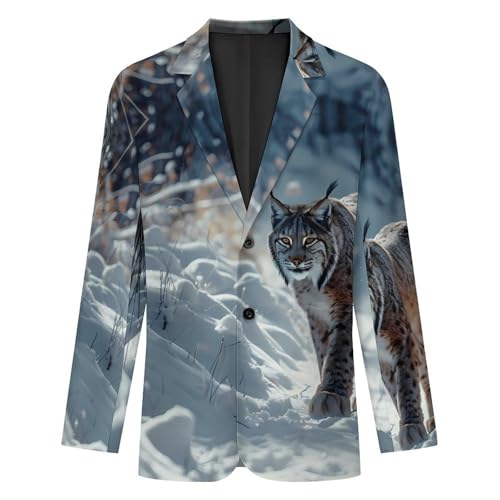 Wild Canada Lynx Big Cat Animal Men's Suits Dress Business Formal Suit Print Jackets Coat For Wedding Party4
