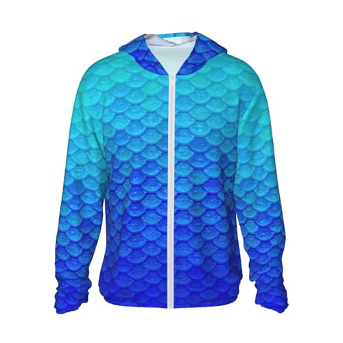 Sudadera de sirena azul océano ligera con cremallera y diseño exclusivo