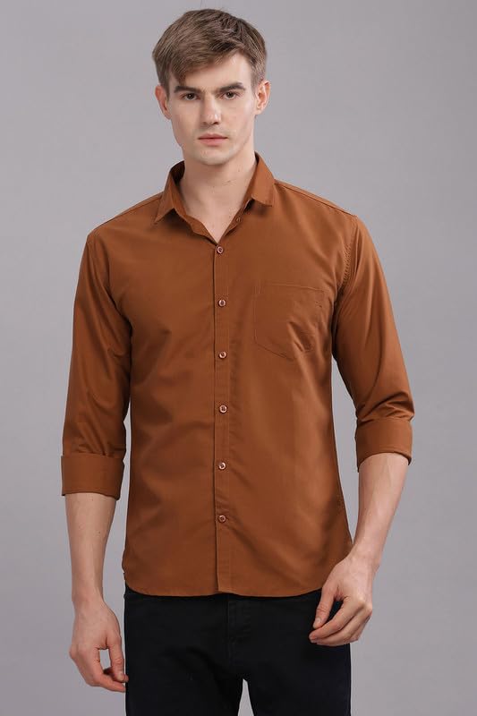 Image of Men's Cotton Blend Slim Fit Shirt | Full Sleeve Casual wear for Men | Comfortable Office Wear Shirt for All Seasons