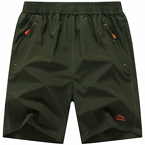 MAGCOMSEN Summer Shorts for Men Quick Dry Hiking Shorts Mens Running Shorts Breathable Shorts Climbing Shorts Camping Shorts Men Green