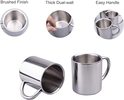 IMEEA Unbreakable Mugs for Kids Double Walled Camping Coffee Mugs 7.5oz/220ml Stainless Steel Mug with Handle, Set of 2 - Image 6