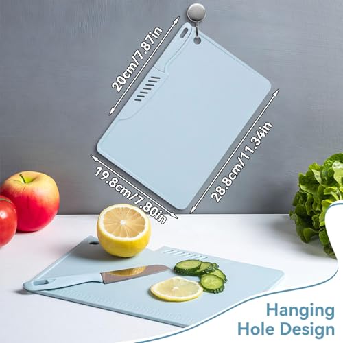 Tabla de cortar plástica pequeña azul rectangular miniatura 3