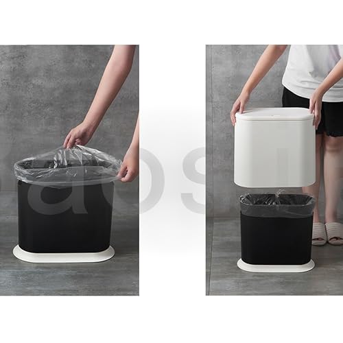 Baosia TRASH CAN-1 8 Liter White Rectangular Plastic Trash Can Wastebasket With Press Type Lid,2.1 Gallon Slim Trash Bin,Narrow Trash Can Waste Bins For Bedroom, Bathroom, Office,Kitchen,Powder Room thumb #2