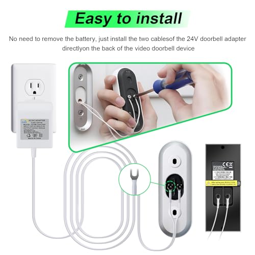 24 Volt Doorbell Transformer Power Supply for Ring Video Doorbell,Compatible with Ring,Google Nest,WYZE, Eufy,Blink Video Doorbells(๐๐๐
๐ ๐๐ฑ๐ญ๐๐ง๐ฌ๐ข๐จ๐ง ๐๐จ๐ซ๐)