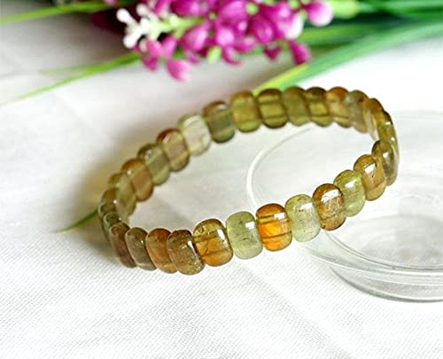 Bracelet oeil de chat tourmaline jaune vert perles rectangles cadeau idéal