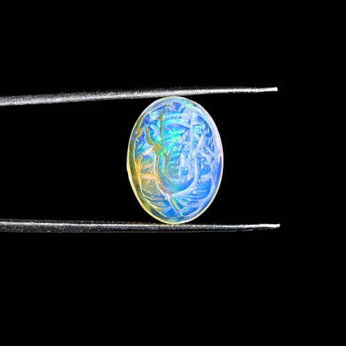 Opale de feu éthiopienne sculptée 4,45ct | Pierre AAA sans défaut de taille - 2