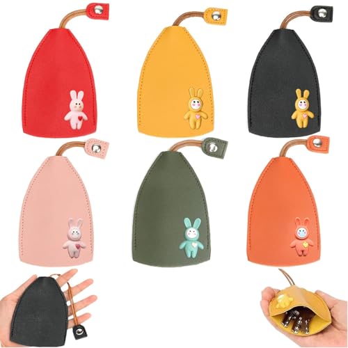 Erebloom Key Case, Wnkky - Protective Pull Out Key Holder PU Leather Large-Capacity Car Keys Pouch Not Easy to Slip(Rabbit Pattern)