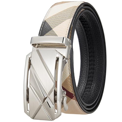 Genuine Leather Belt for Men Ratchet Adjustable Slide Belt 1 3/8'' Width in Gift Package Fit Everywhere