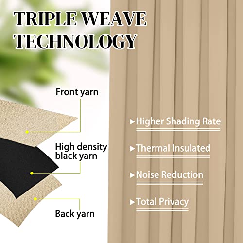 Rhf Wide Thermal Blackout Patio Door Curtain Panel, Sliding Door Curtains,Thermal Curtains,Grommet Curtains, Extra Wide Curtains, Curtains For Sliding Glass Door:100W By 84L Inches- Biscotti Beige #TOP4