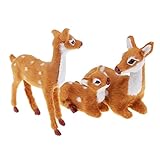Material: plástico y felpa Colcolo 2 Uds, Simulación de Ciervos de Peluche, Juguetes de Peluche, Adorno Navideño de Animales Rellenos