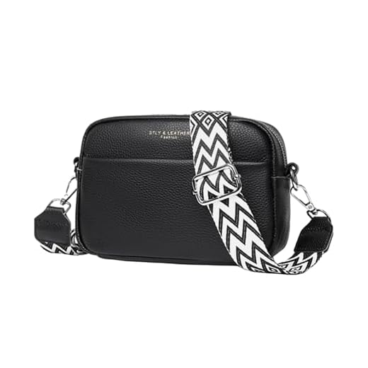 Eiyye Bolsa tiracolo de couro genuíno para mulheres com alça larga pequena bolsa de ombro com zíper superior, bolsa tiracolo elegante para câmera para viagens diárias, trabalho e passeios