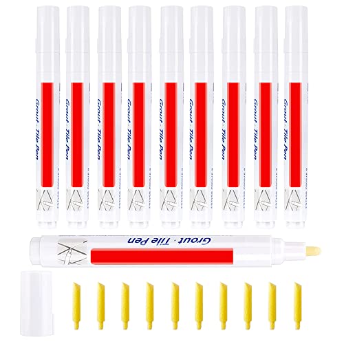 HOVCEH Blanqueador De Juntas Azulejos Blanco, 10 Piezas Limpia Juntas Baldosas, Rotulador Para Azulejos, Bolígrafo De Lechada Rotulador Con Punta De Repuesto Con Punta De Repuesto Para Baños,Cocina Cover