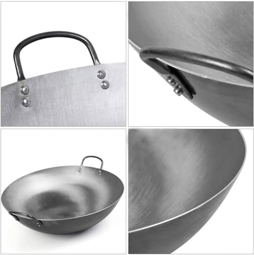 Wok grande en acero al carbono martillado a mano 40 cm miniatura 6