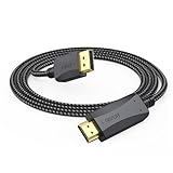 Vorothin 4K DisplayPort to HDMI Cable 4 Feet, Nylon Braided DP to HDMI Cord Adapter Male to Male High Speed Compatible for Dell, HP, Insignia, Samsung, More-Not Bidirectional