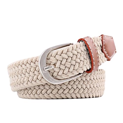 Women’S Elastic Knitted Thin Canvas Belt Needle Button For Jeans 2.5Cm Wide 100Cm Length