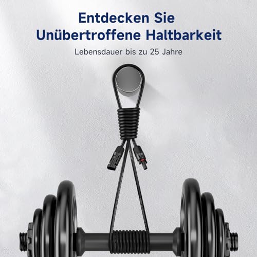 SORLPV SOLARKABEL 4MM², PV VERLÄNGERUNGSKABEL 2M MIT BUCHSEN UND SOLARSTECKER, 12AWG SOLARKABEL VERLÄNGERUNG, IP68 WASSERDICHTEM PHOTOVOLTAIK KABEL STECKER FÜR SOLARSYSTEME (ROT/SCHWARZ)