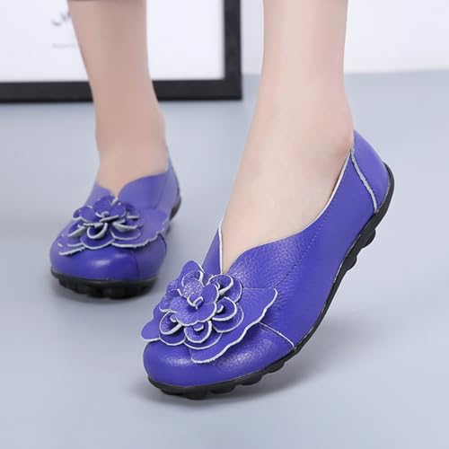 Image of MOYOWEI Women's Leather Slip On Loafers Colorful Flat Shoes
