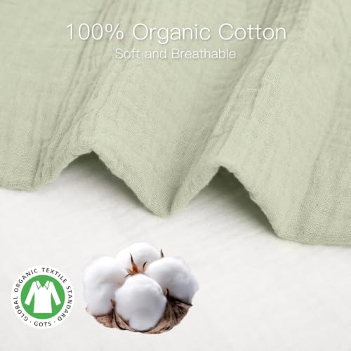 Image of Organic Baby Bassinet Sheets 2 Pack 33 inchx17 inch 100% Muslin Cotton for Baby Girl Boy, Soft Fitted Mattress Pad Cover Compatible with Halo BassiNest Swivel Sleeper, Graco, Baby Delight, Chicco, Angelbliss