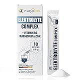 PharmaVital Elektrolyte Complex Vitamine und Elektrolyte, unterstützt Wasserhaushalt, Nervensystem, mit Vitamin B6 Kalium Chlorid Magnesium Zink Natrium, 10 Pulversticks je 8g zum Auflösen in Wasser