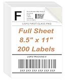 8.5 x 11 Sticker Paper for Inkjet Printer, 200 Sheets Full Sheet Printable White Sticker Paper for Laser Printing, Matte, All 200 Lables