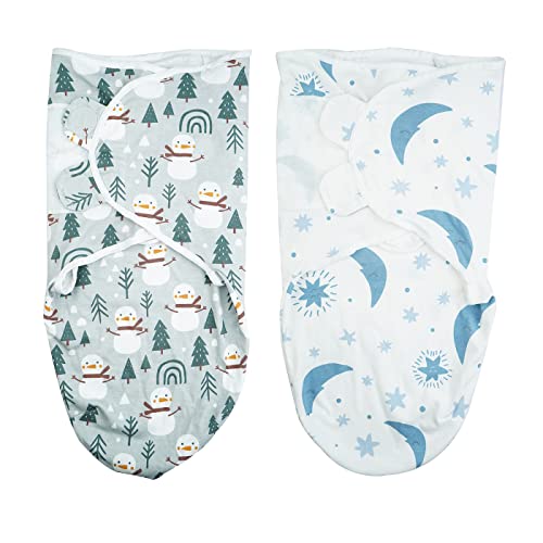 ZIGJOY Saco de Dormir Bebe Algodón Conjunto de Dos Piezas Estaciones Infantil Manta de Pañales Saco de Dormir por Recién Nacido 0-3 Meses(Navidad y Estrella)