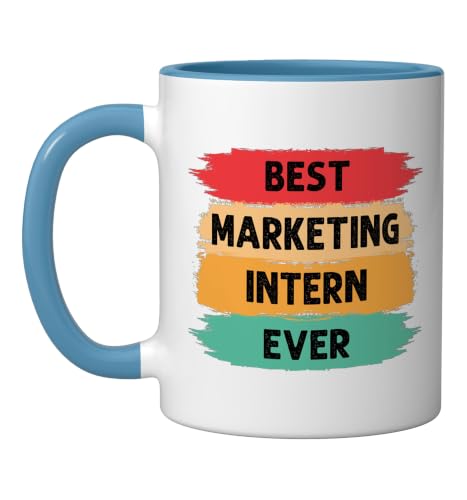 Best Marketing intern ever retro funny marketing grad intern Ceramic Mug, Blue/White, 11oz